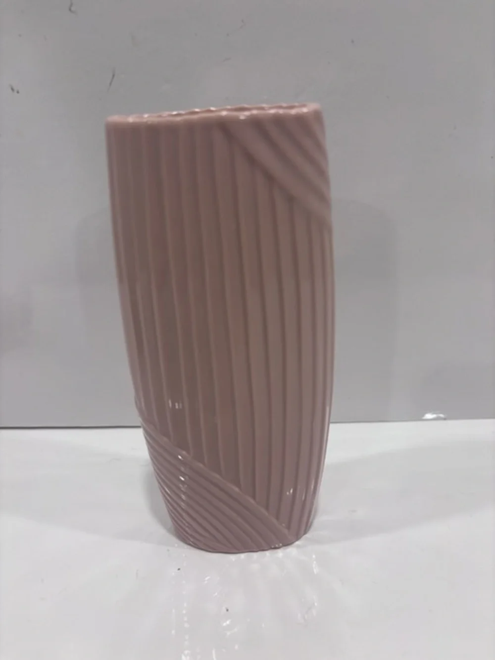 Vintage Avon pink ceramic vase 6” mid century modern style